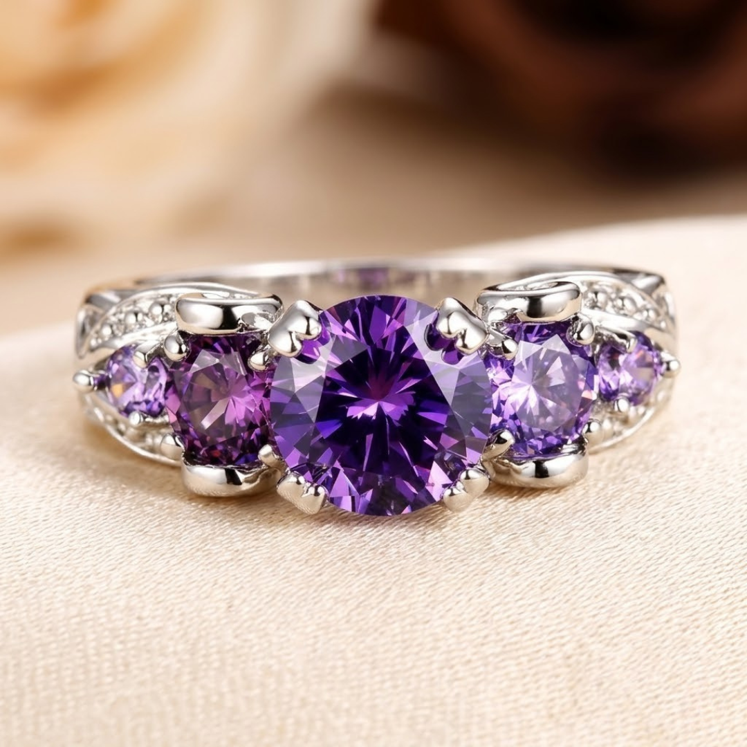 Vintage-Amethystring aus Silber