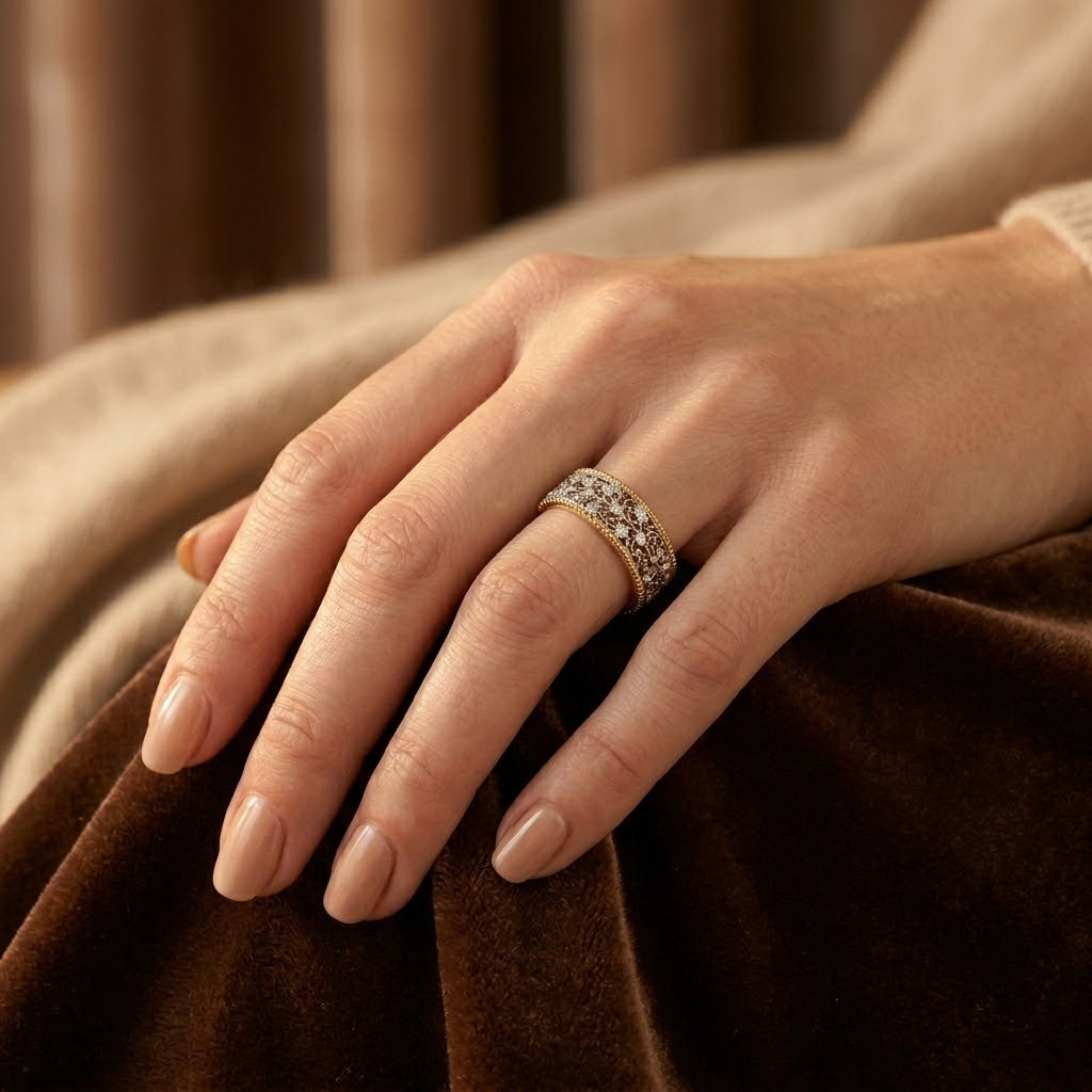 Verzierter Ring aus Silber und Gold