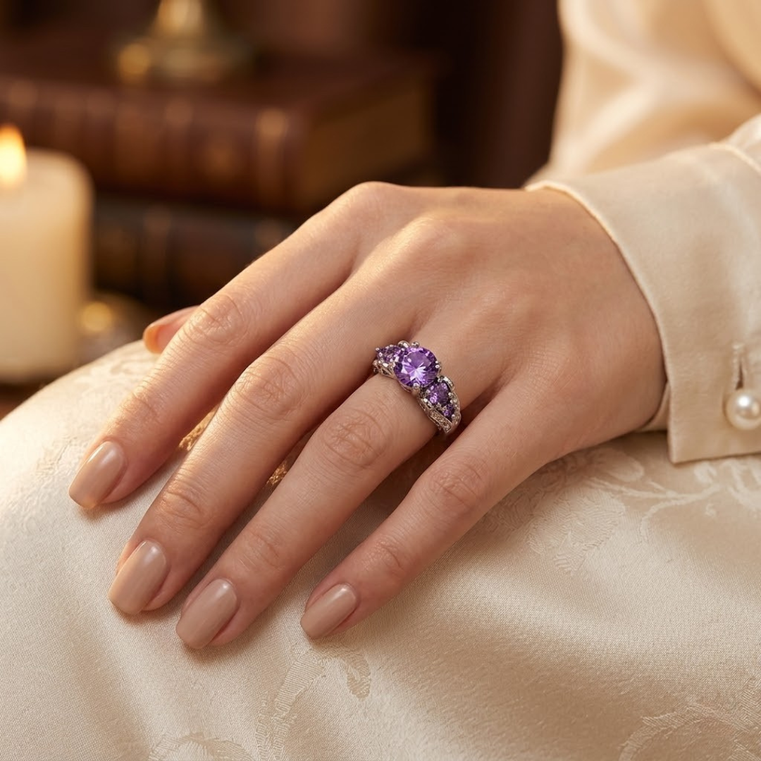 Vintage-Amethystring aus Silber
