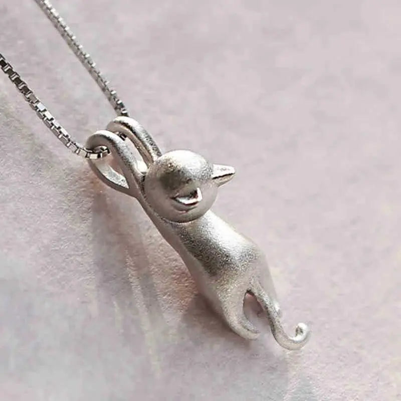 Verspielte Kätzchen-Halskette aus 925er Sterlingsilber
