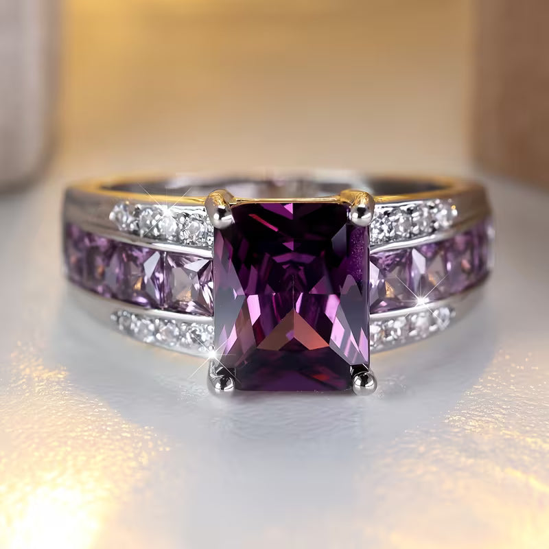 Silberring mit Amethyst in Kanalfassung