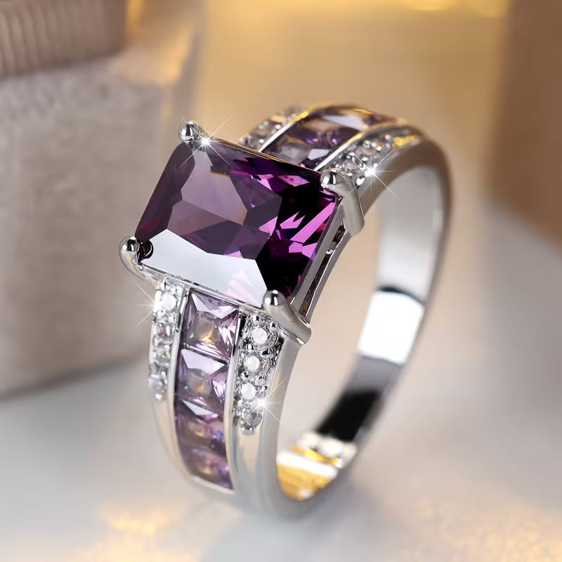 Silberring mit Amethyst in Kanalfassung
