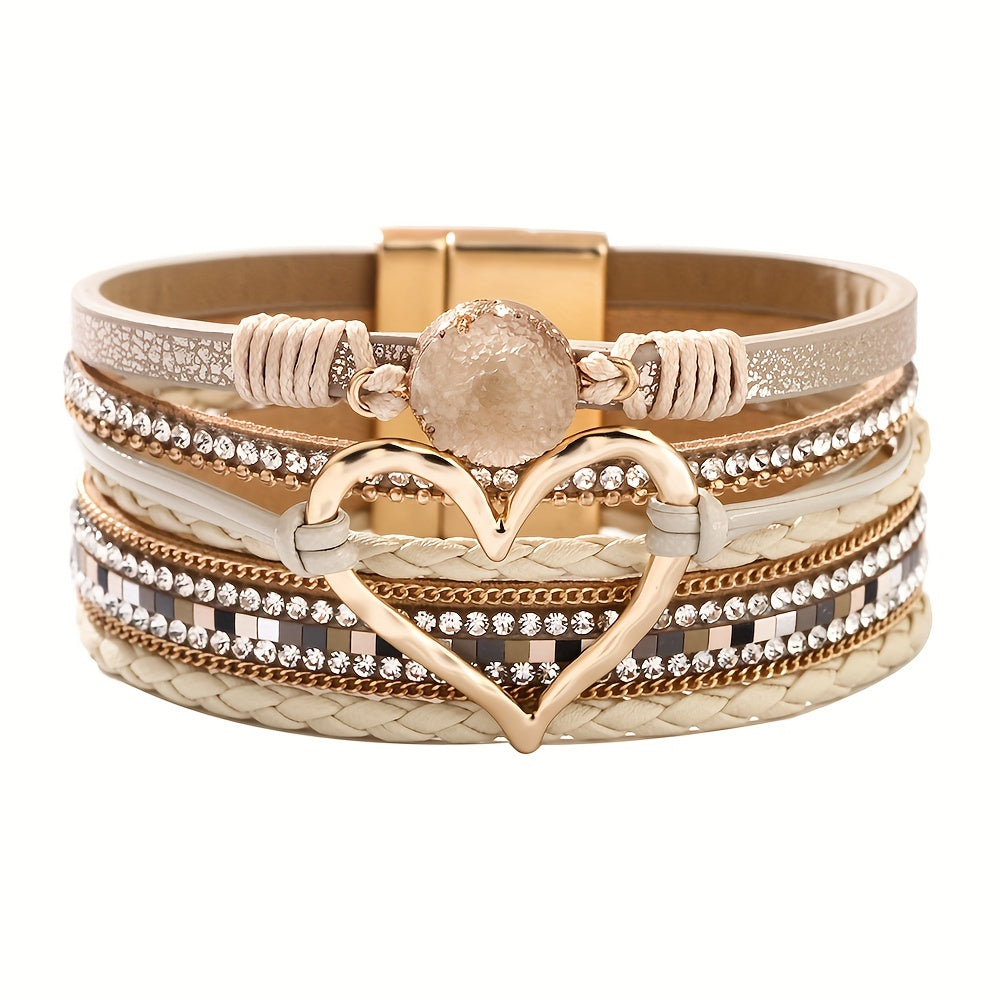 Bracelet bohémien en cuir à couches multiples
