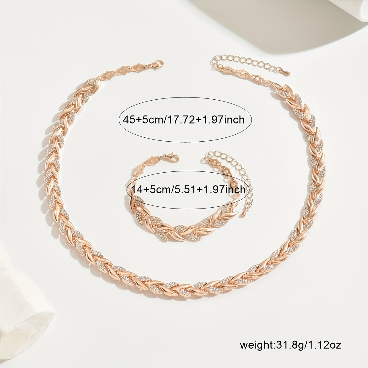 Elegantes Fischschwanz-Set mit Glas-Strasssteinen