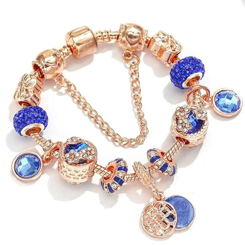 Roségoldenes Armband mit blauem Kristall