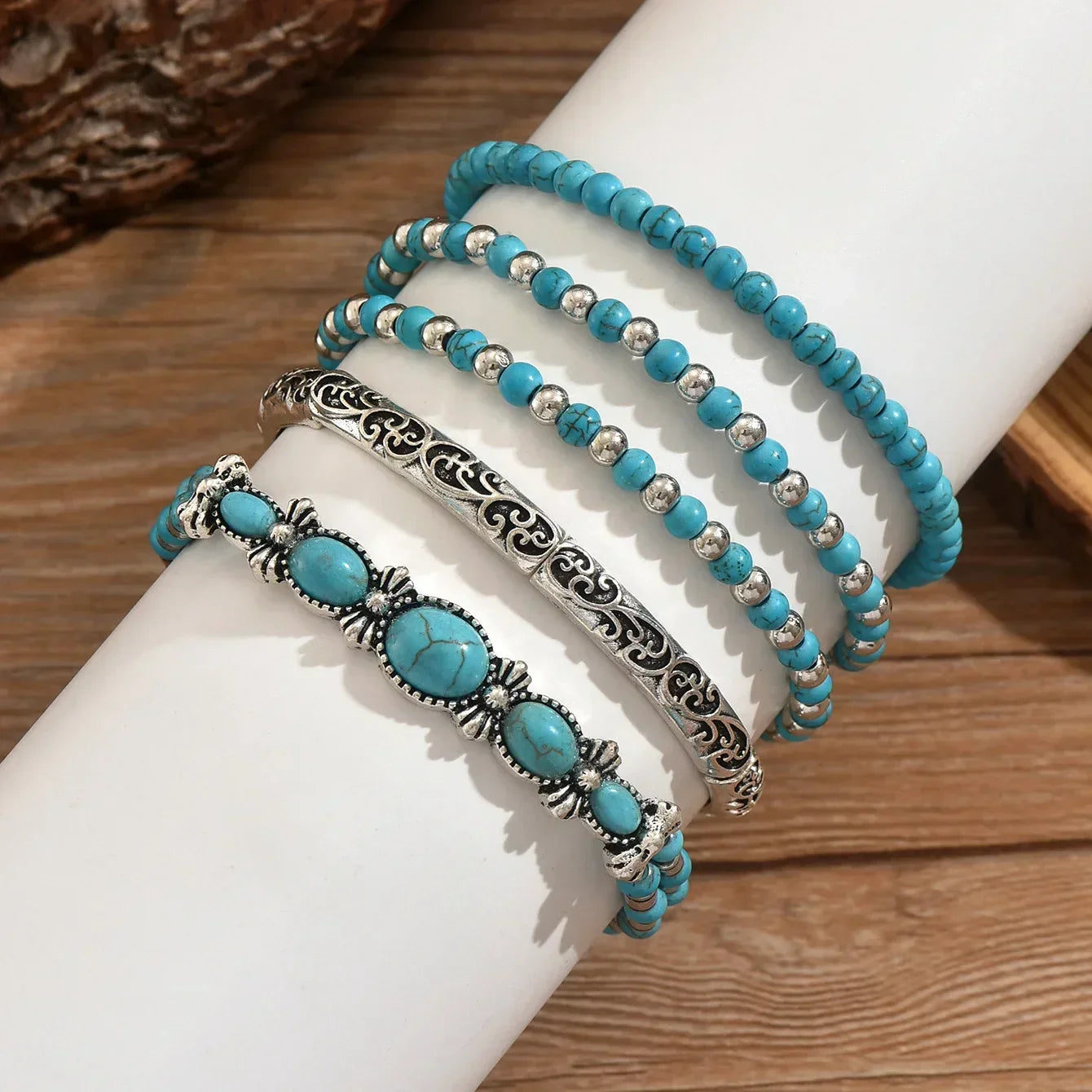 Bohemien-Armband-Set mit Türkisperlen