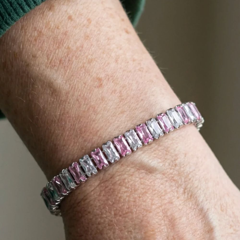 Pink Stripe Tennis Bracelet