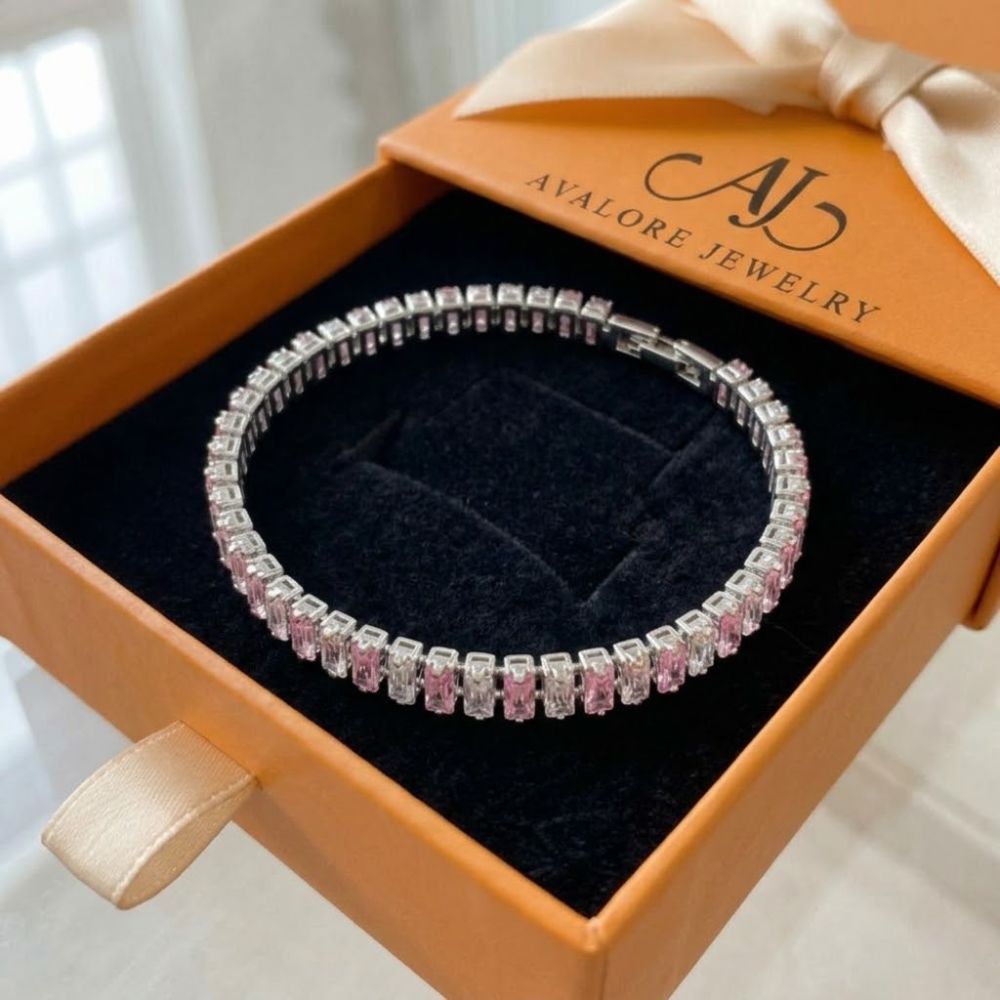 Pink Stripe Tennis Bracelet